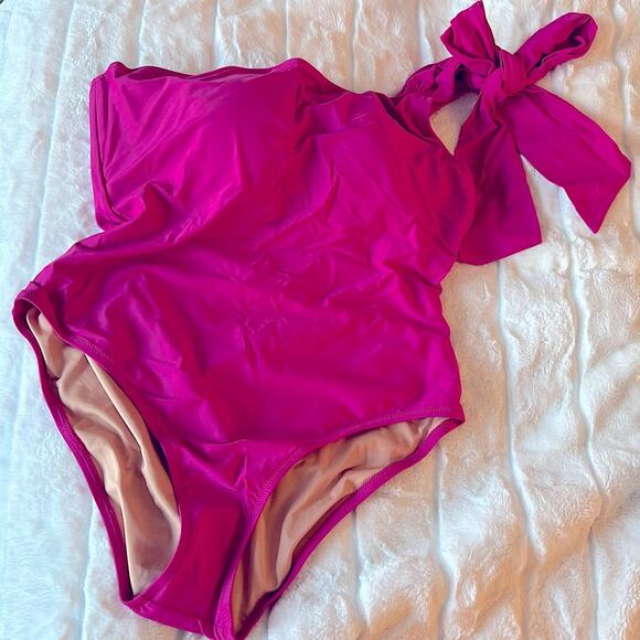 J. Crew Pink One-Shoulder Swim One Piece - Picture 5 of 16